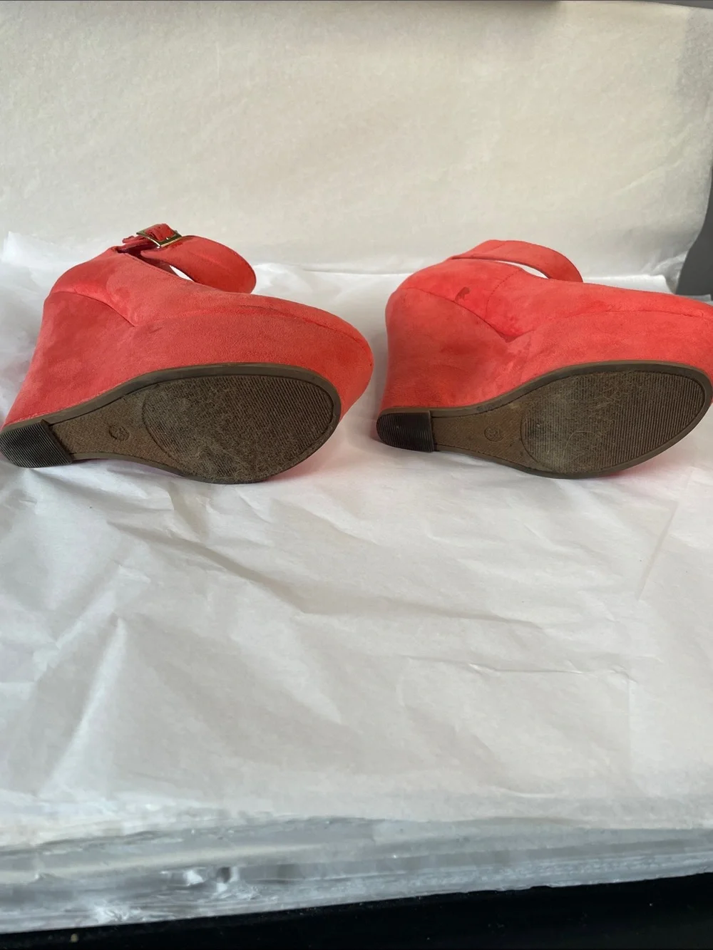Breckelles‎ Coral Suede Platform Ankle-Strap Wedge Pumps